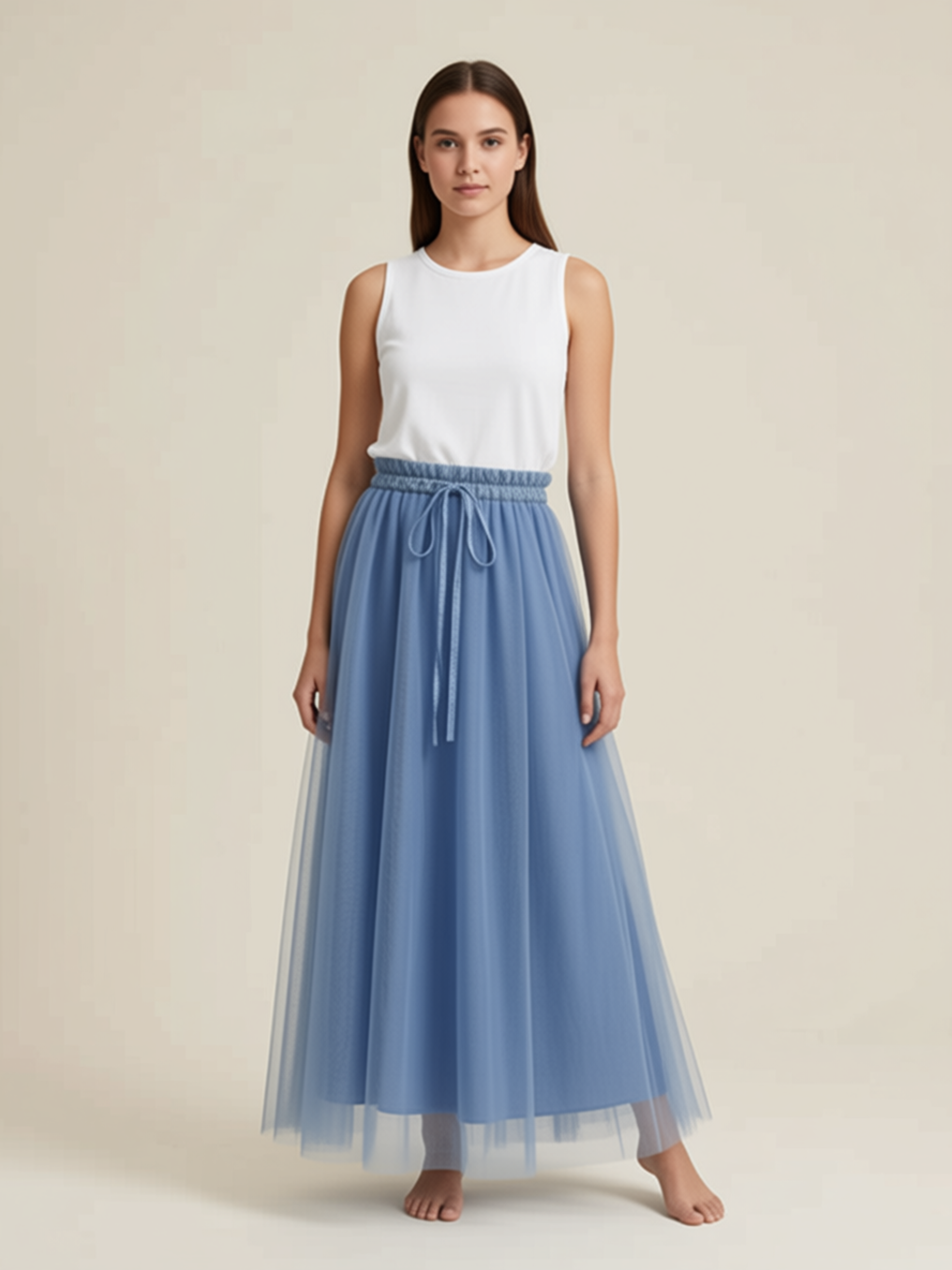 Gonna Maxi in Tulle con Fodera in Viscosa