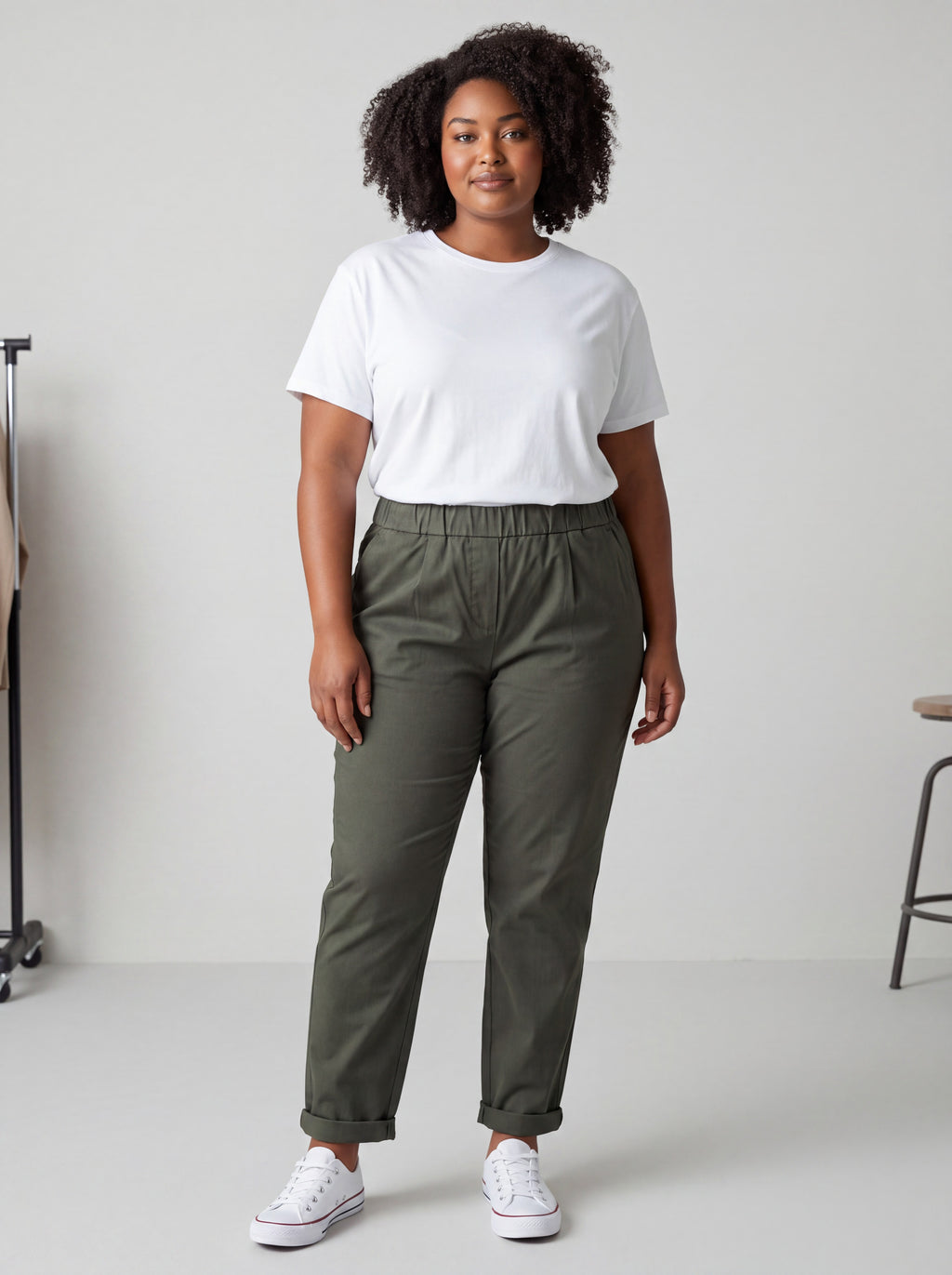 Pantalone Jeansetto Curvy in Misto Viscosa con Vita Elasticizzata