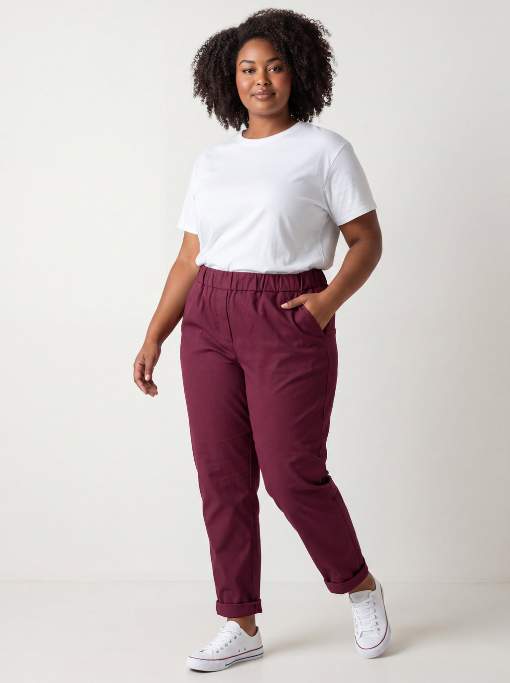 Pantalone Jeansetto Curvy in Misto Viscosa con Vita Elasticizzata