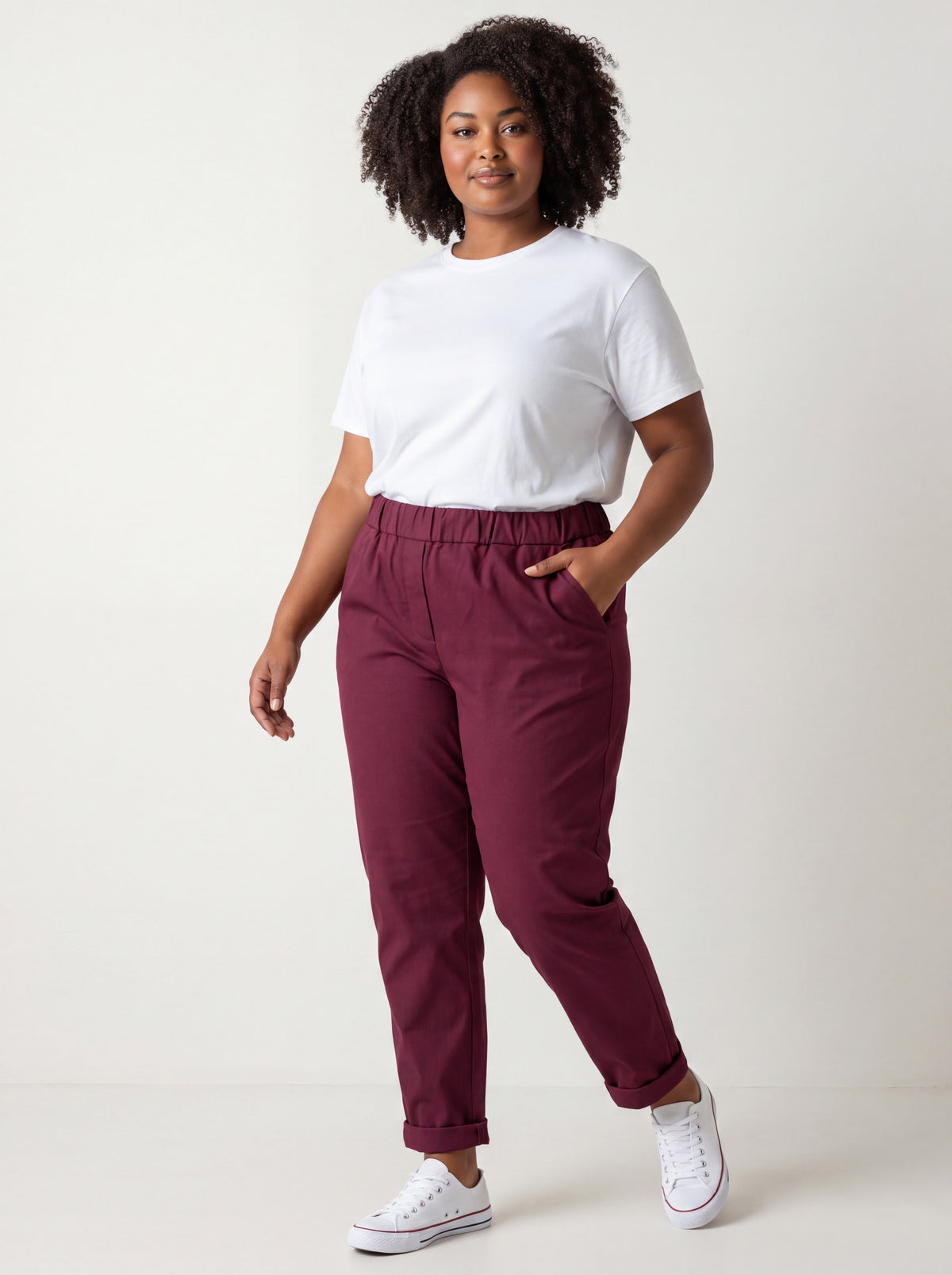 Pantalone Jeansetto Curvy in Misto Viscosa con Vita Elasticizzata