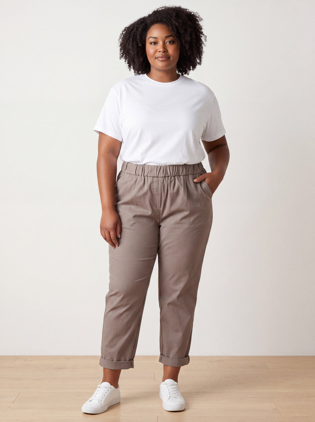 Pantalone Jeansetto Curvy in Misto Viscosa con Vita Elasticizzata