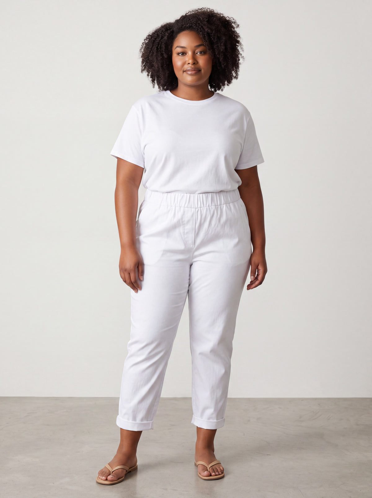 Pantalone Jeansetto Curvy in Misto Viscosa con Vita Elasticizzata