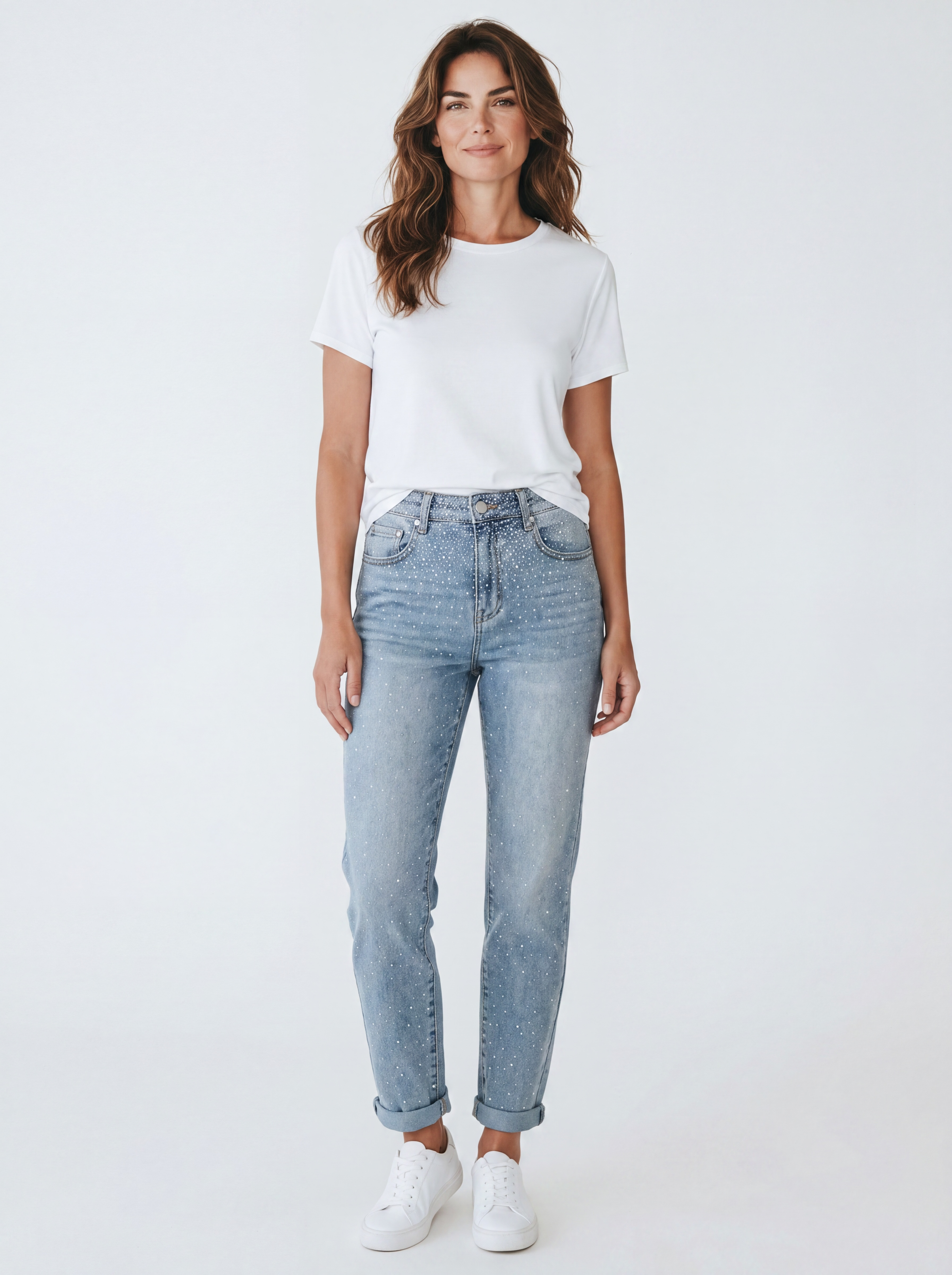 Jeans Mom Fit con Strass "Starlight"