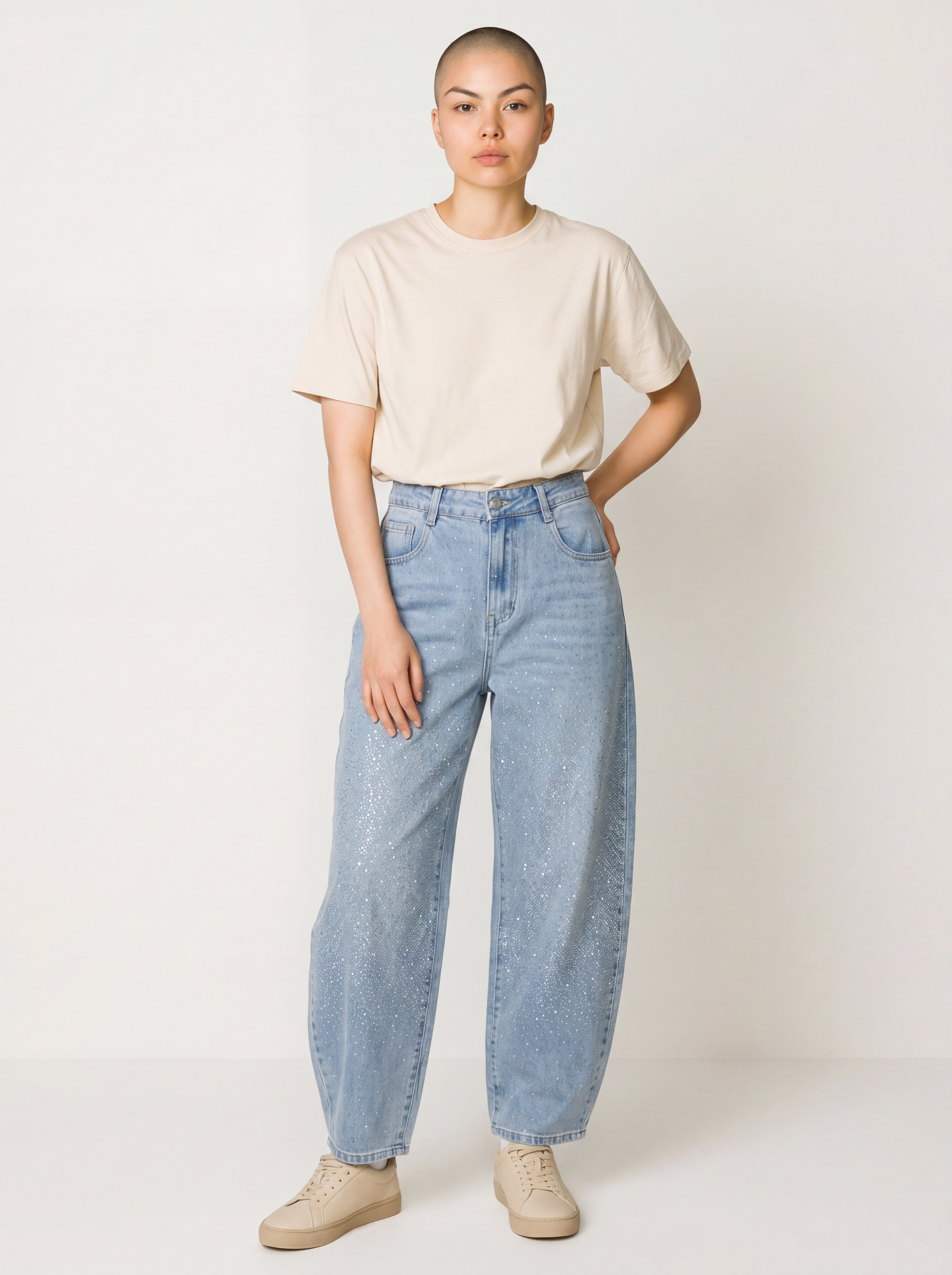 Jeans Balloon con Strass Luminosi