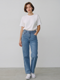 Jeans a Gamba Dritta con Strass