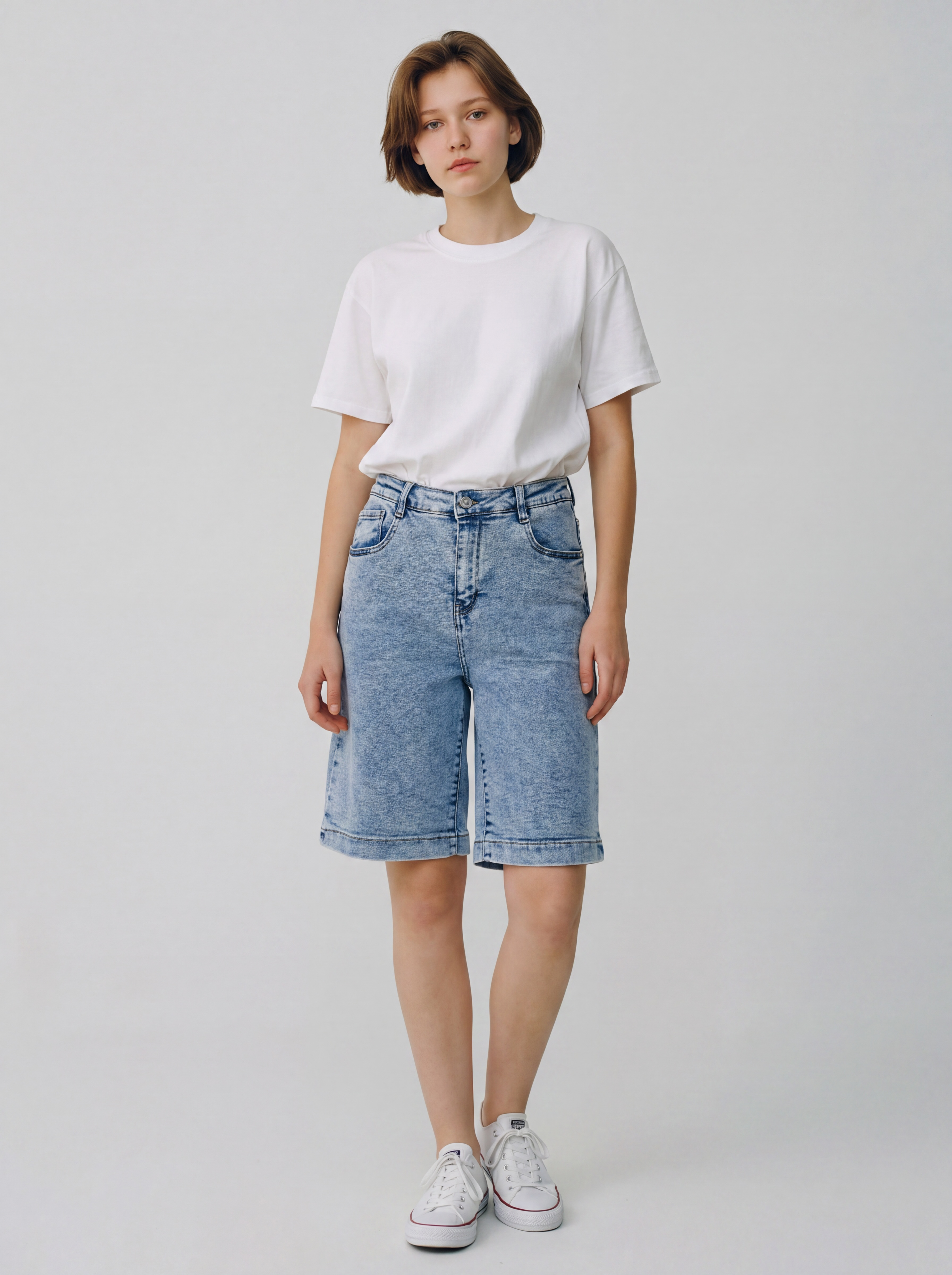 Bermuda Jeans Donna Lavaggio Chiaro