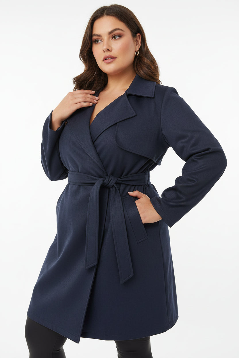 Trench Curvy in Similcamoscio con Cintura – Capospalla Soft Suede