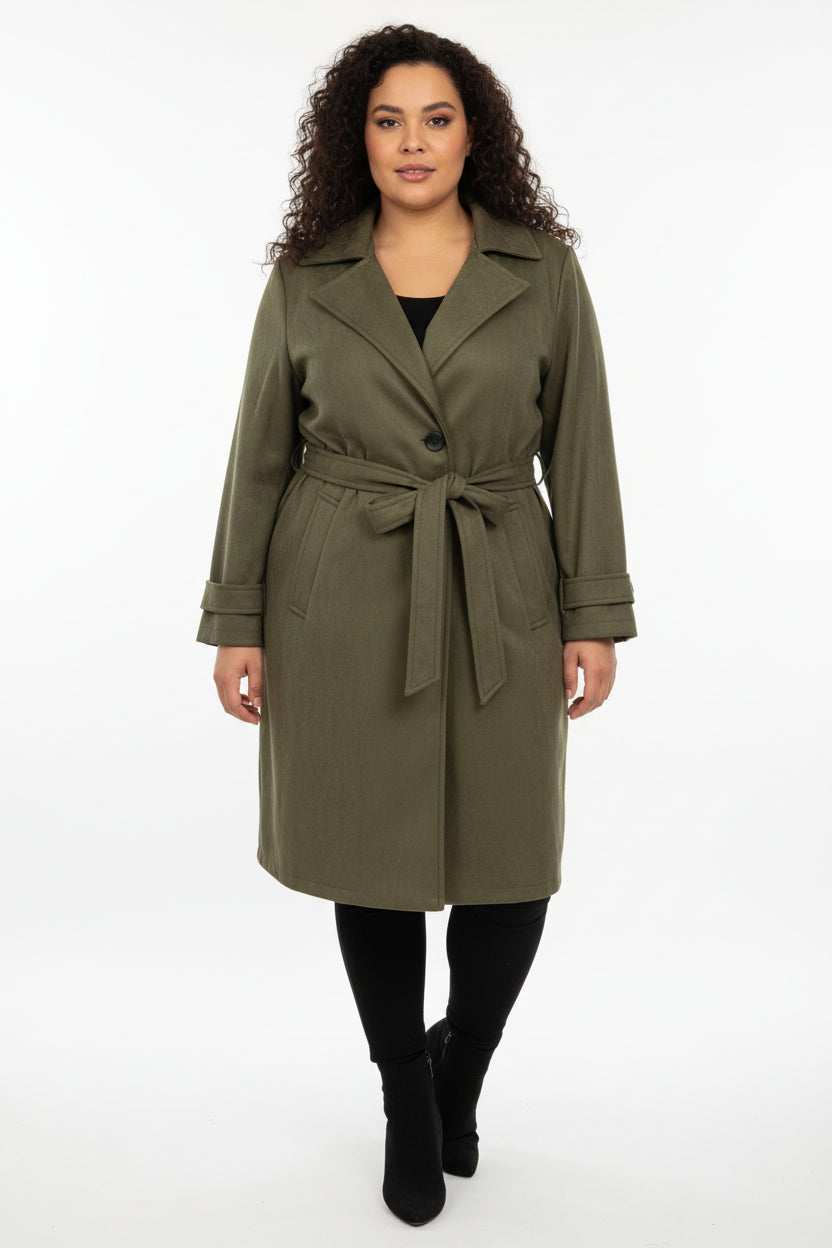 Trench Curvy in Similcamoscio con Cintura – Capospalla Soft Suede