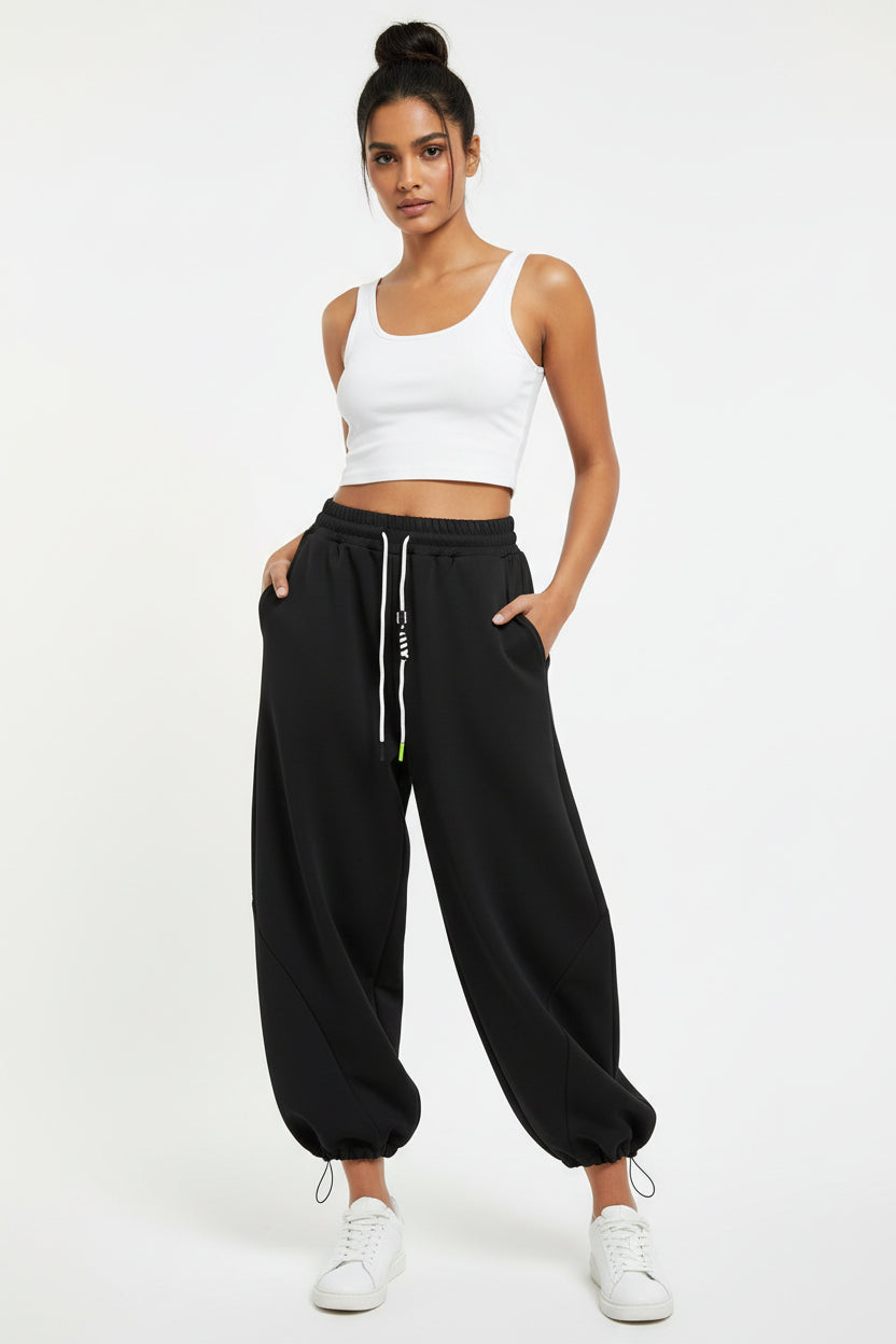 Pantalone Tuta Curvy Wide Leg con Coulisse – Modello Comfort in Misto Viscosa
