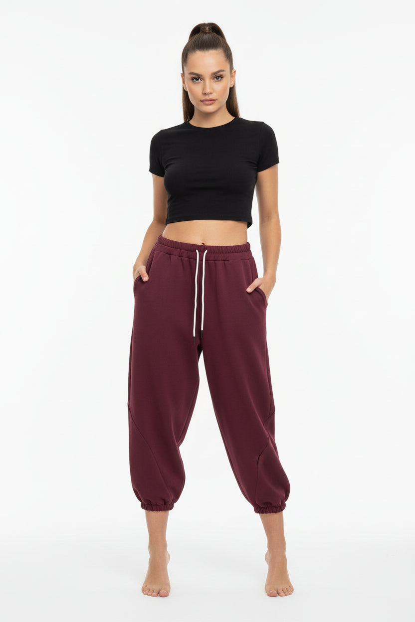 Pantalone Tuta Curvy Wide Leg con Coulisse – Modello Comfort in Misto Viscosa
