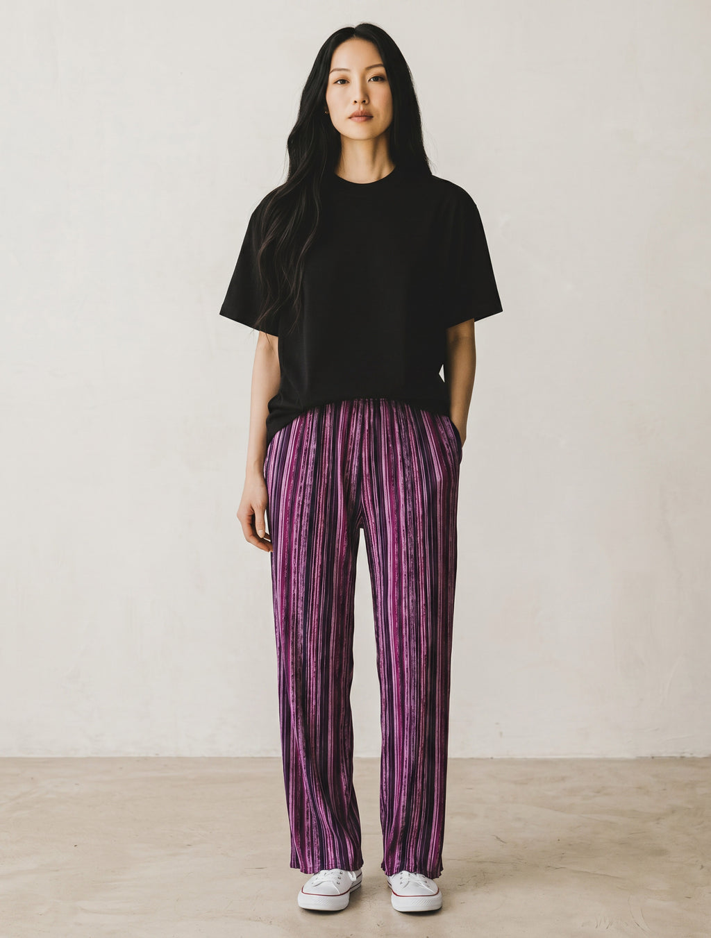 Pantaloni Comfort in Cotone Elasticizzato con Elastico in Vita