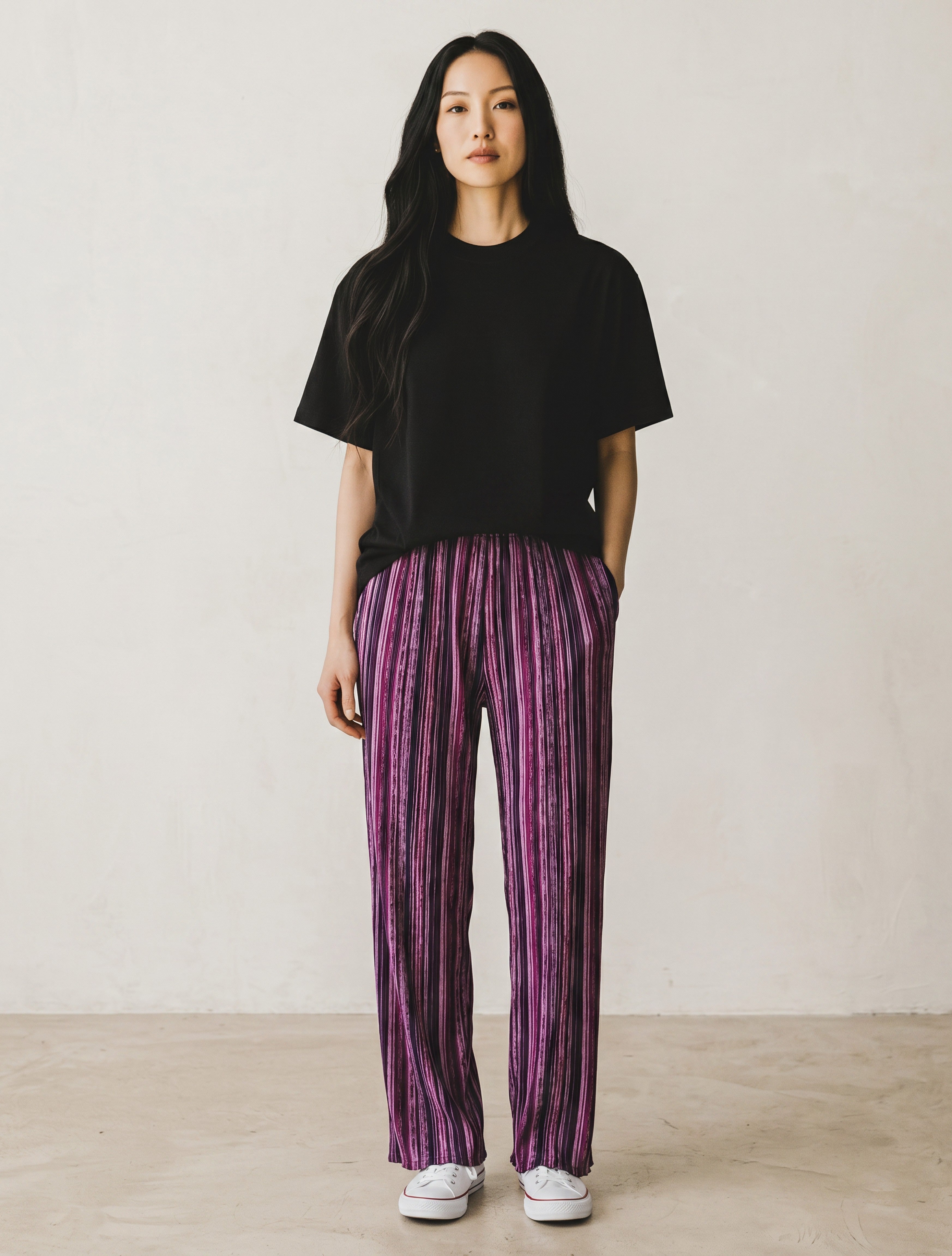 Pantaloni Comfort in Cotone Elasticizzato con Elastico in Vita