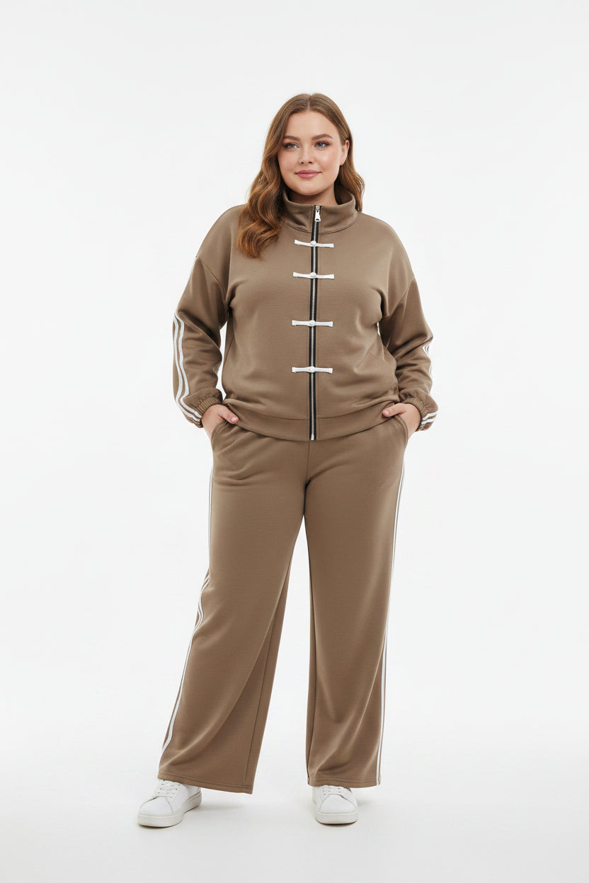 Tuta Curvy  Giacca Zip & Pantalone Wide Leg