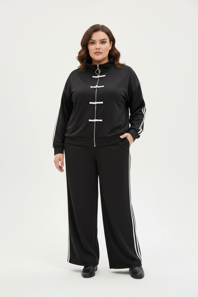 Tuta Curvy  Giacca Zip & Pantalone Wide Leg