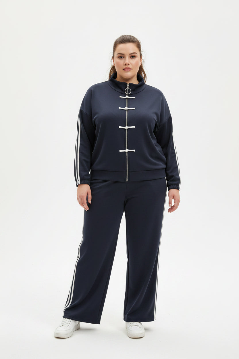 Tuta Curvy  Giacca Zip & Pantalone Wide Leg