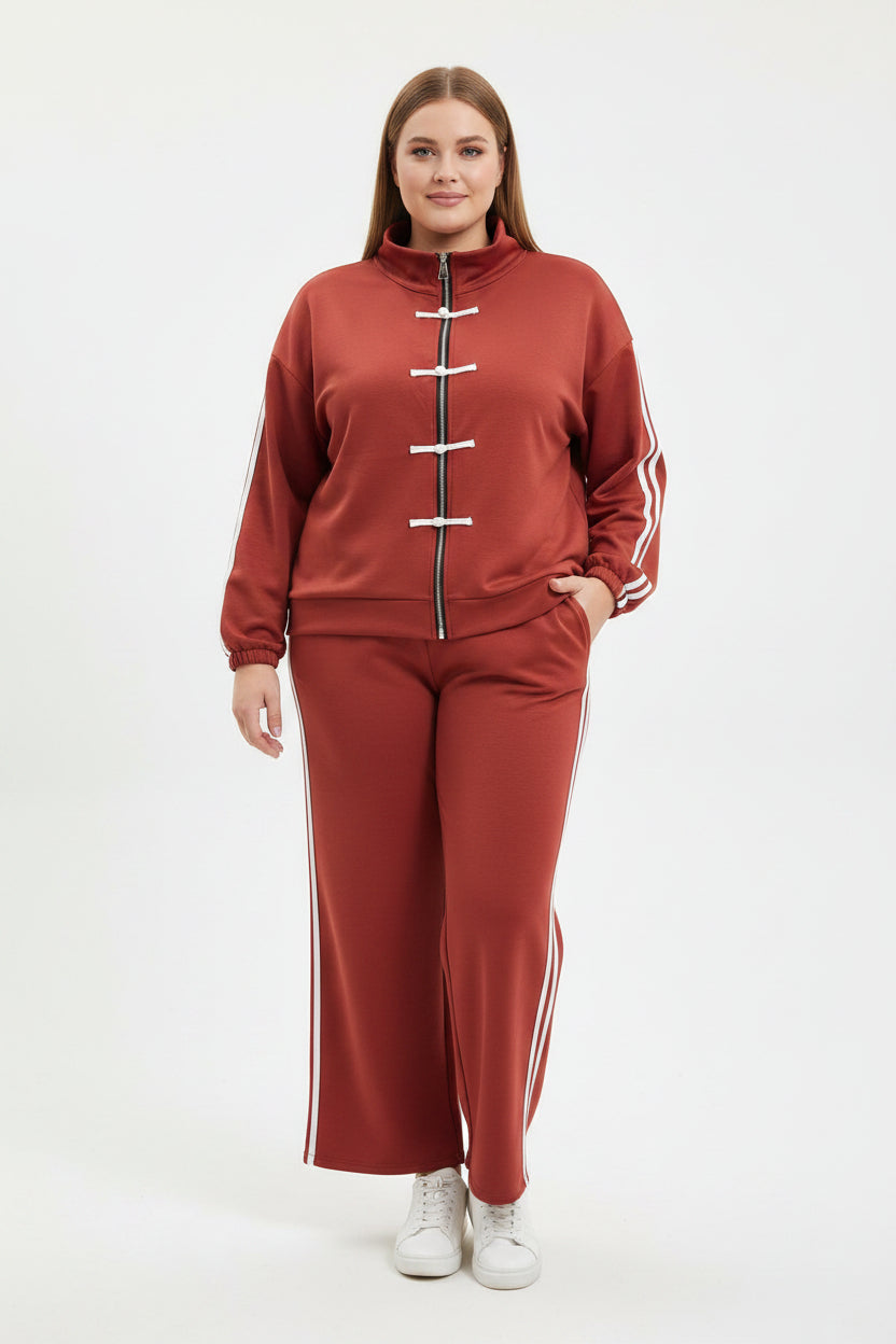 Tuta Curvy  Giacca Zip & Pantalone Wide Leg