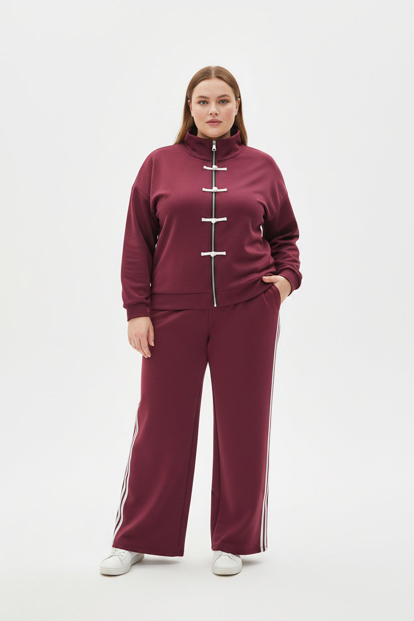 Tuta Curvy  Giacca Zip & Pantalone Wide Leg