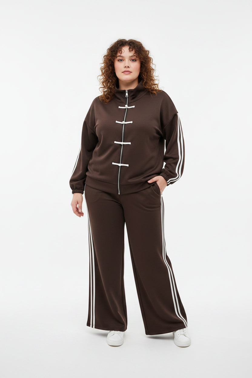 Tuta Curvy  Giacca Zip & Pantalone Wide Leg