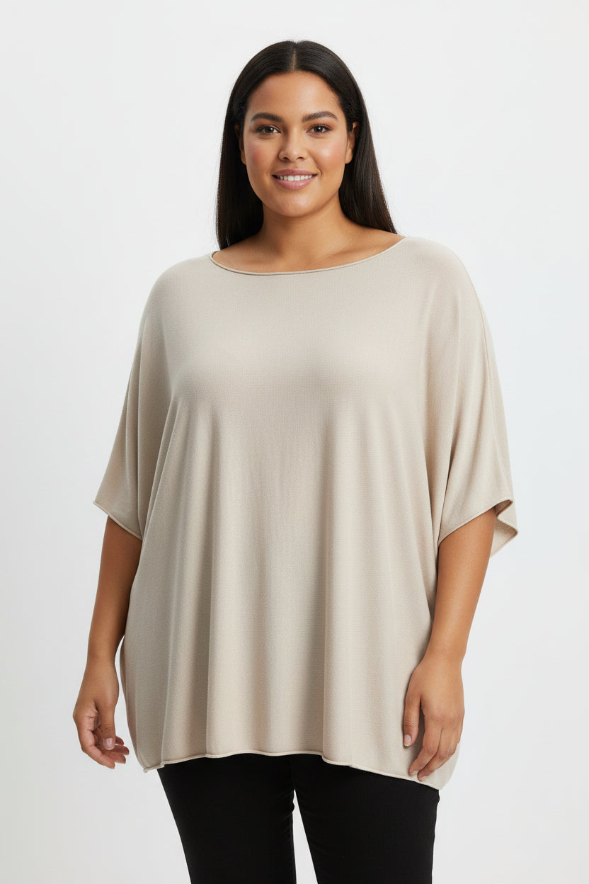 Maglia Curvy Oversize a Pipistrello in Misto Viscosa