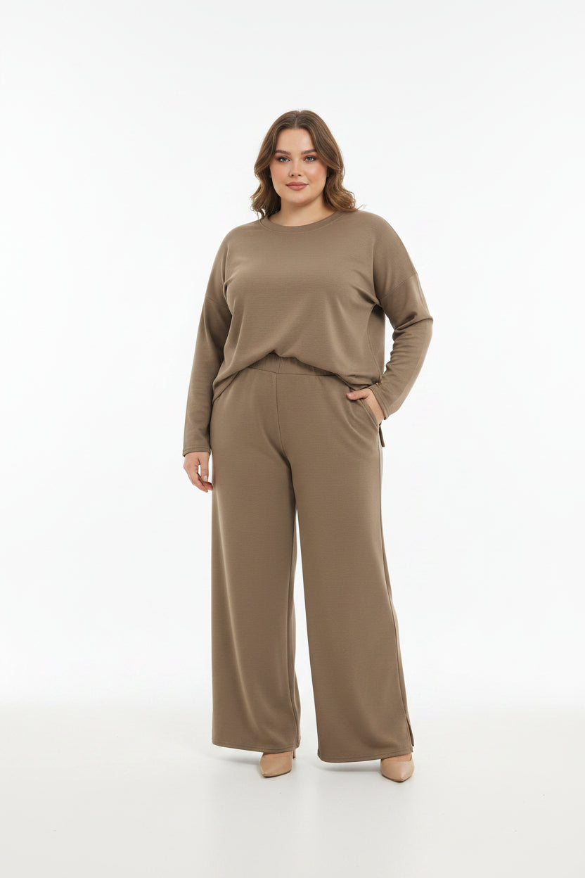 Tuta Curvy Basic in Viscosa Soft Maglia & Pantalone Wide Leg