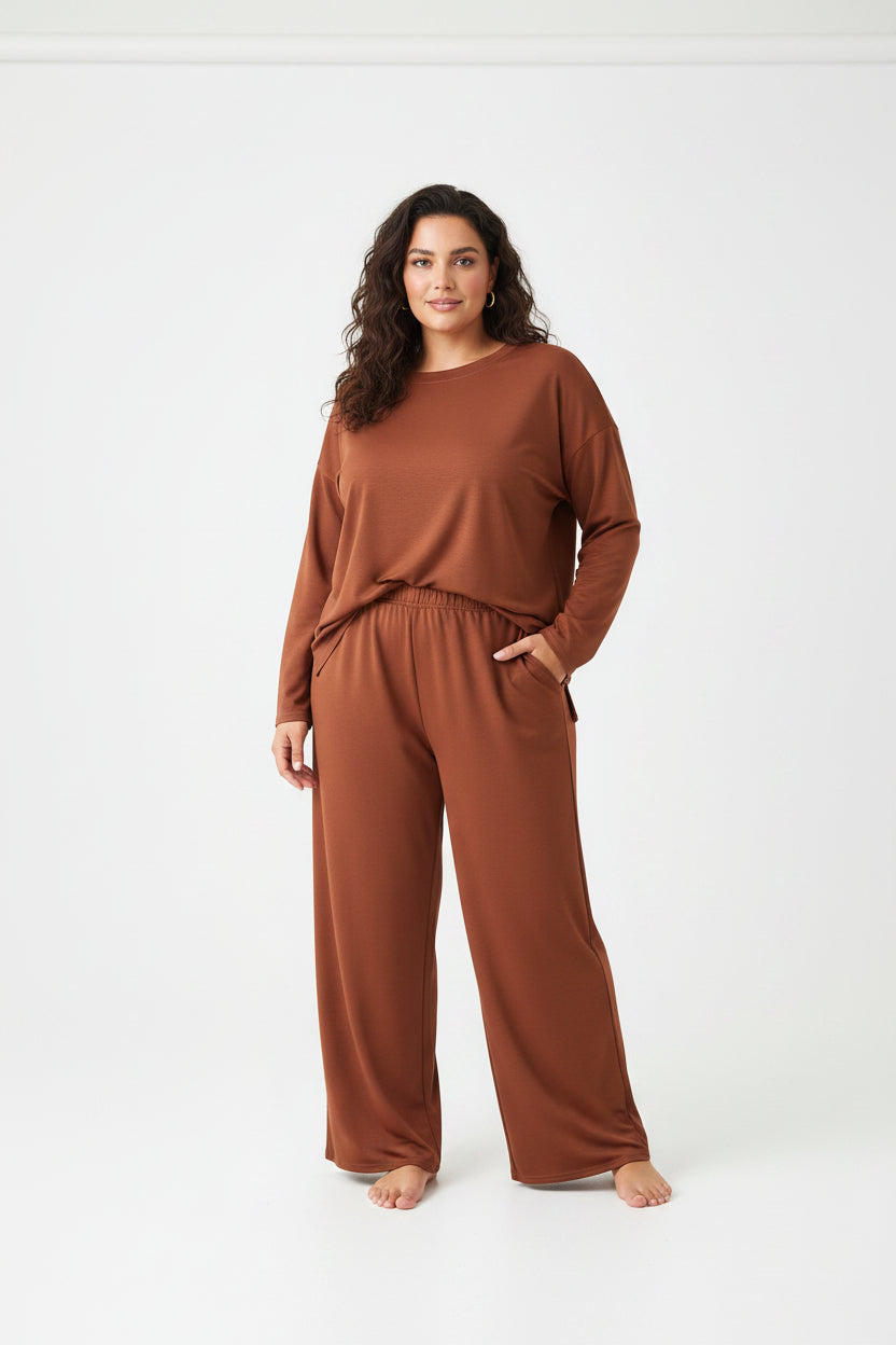 Tuta Curvy Basic in Viscosa Soft Maglia & Pantalone Wide Leg