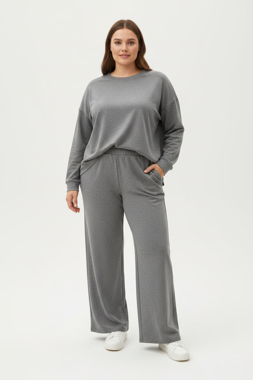 Tuta Curvy Basic in Viscosa Soft Maglia & Pantalone Wide Leg