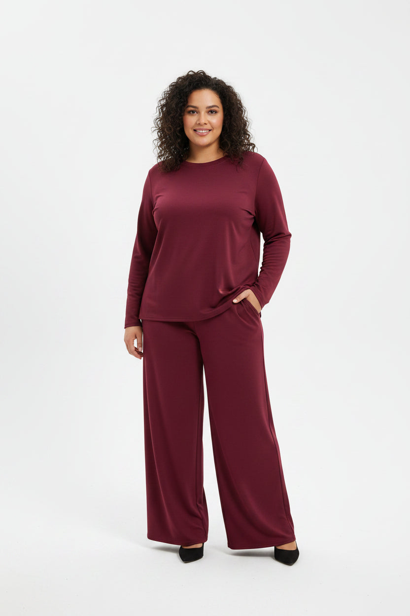 Tuta Curvy Basic in Viscosa Soft Maglia & Pantalone Wide Leg