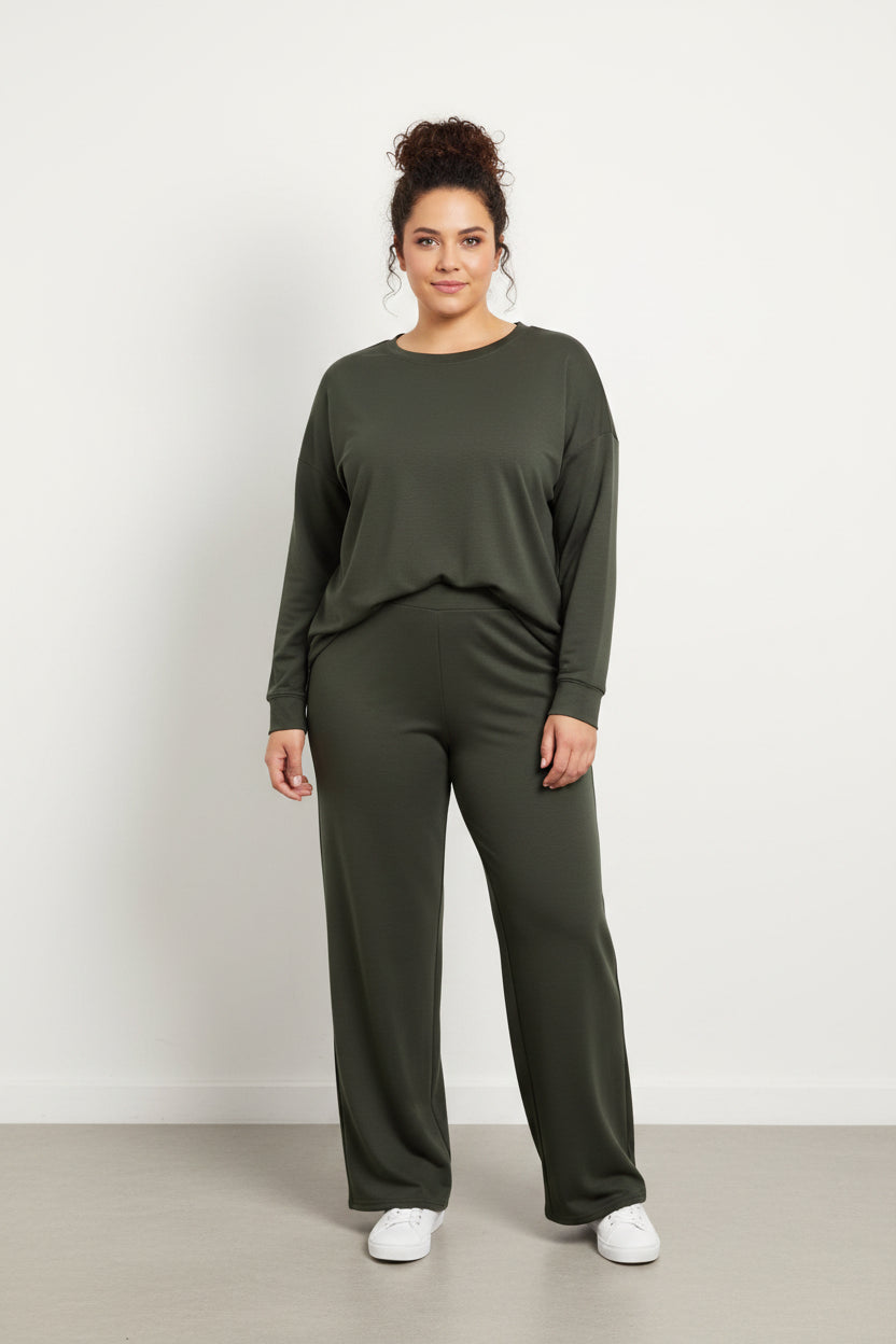 Tuta Curvy Basic in Viscosa Soft Maglia & Pantalone Wide Leg
