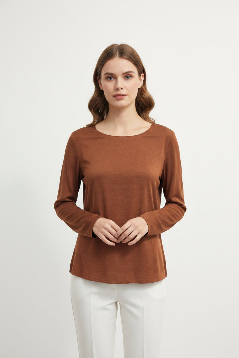 Maglia Curvy Girocollo Basic in Viscosa e Cashmere – Soft Touch