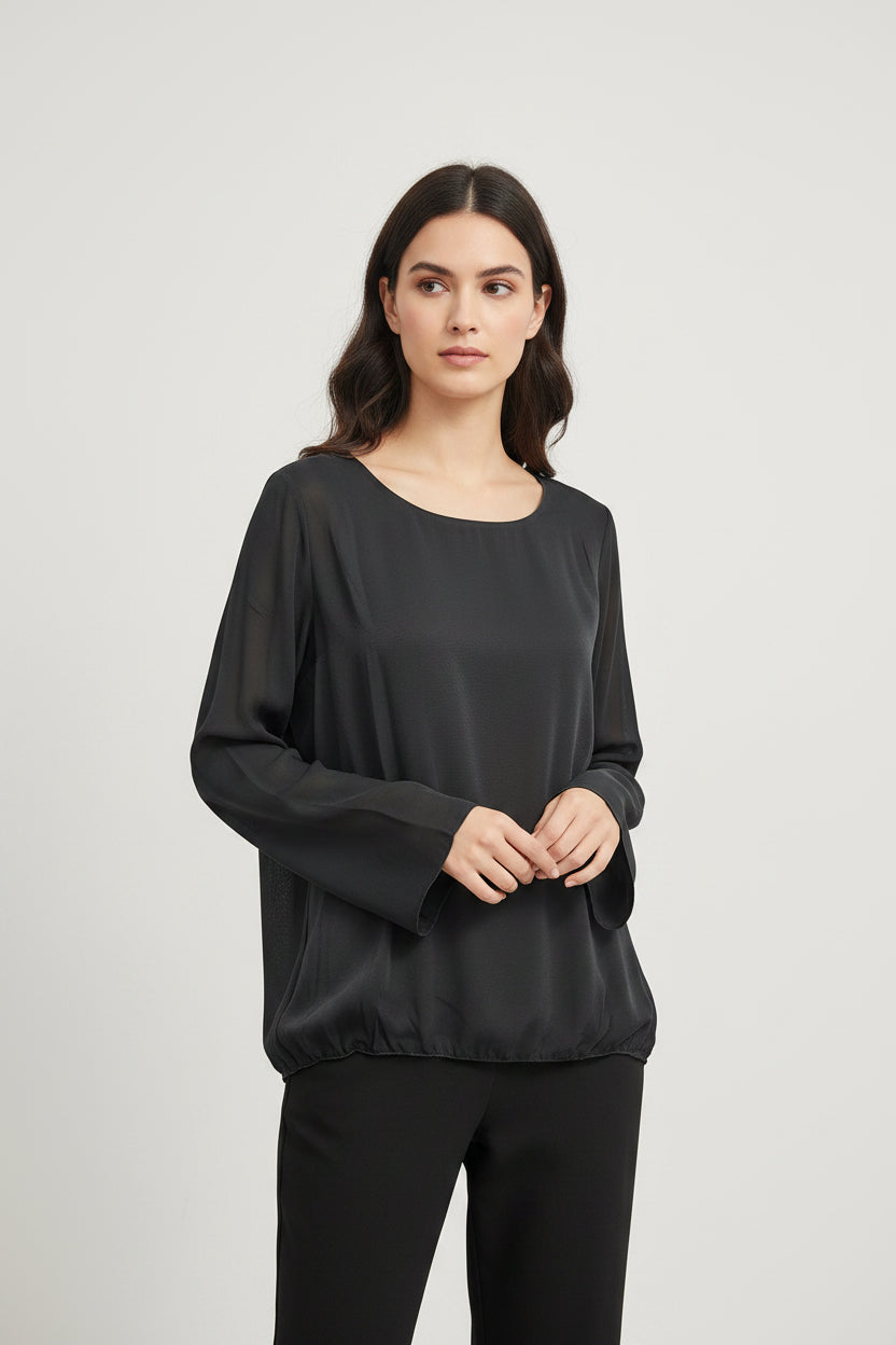 Maglia Curvy Girocollo Basic in Viscosa e Cashmere – Soft Touch