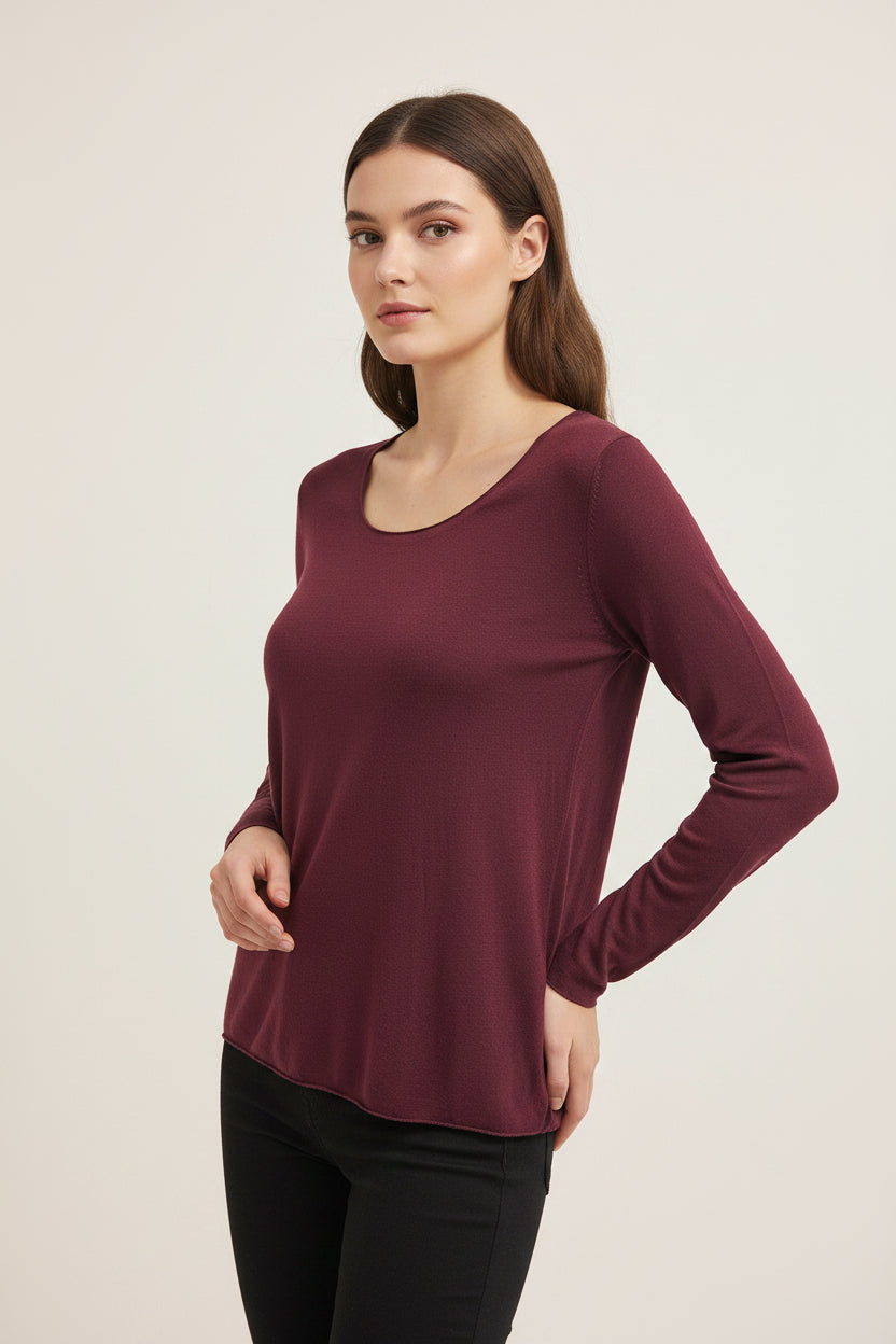 Maglia Curvy Girocollo Basic in Viscosa e Cashmere – Soft Touch