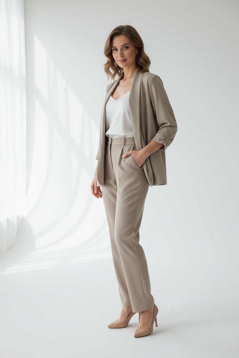 Blazer Curvy Aperto con Tasche Morbide – Modello Elegante Casual