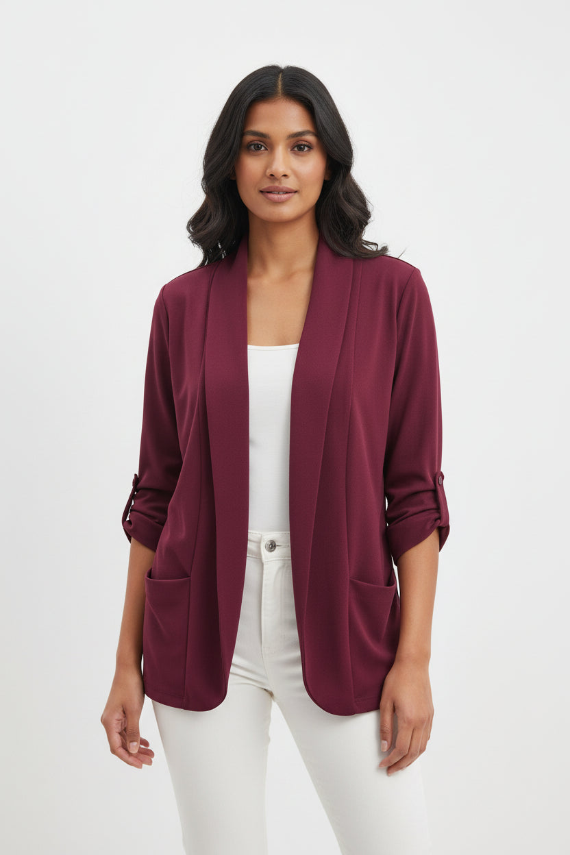 Blazer Curvy Aperto con Tasche Morbide – Modello Elegante Casual