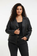 Giacca Chiodo Curvy in Ecopelle Morbida – Zip Asimmetrica e Collo Rever