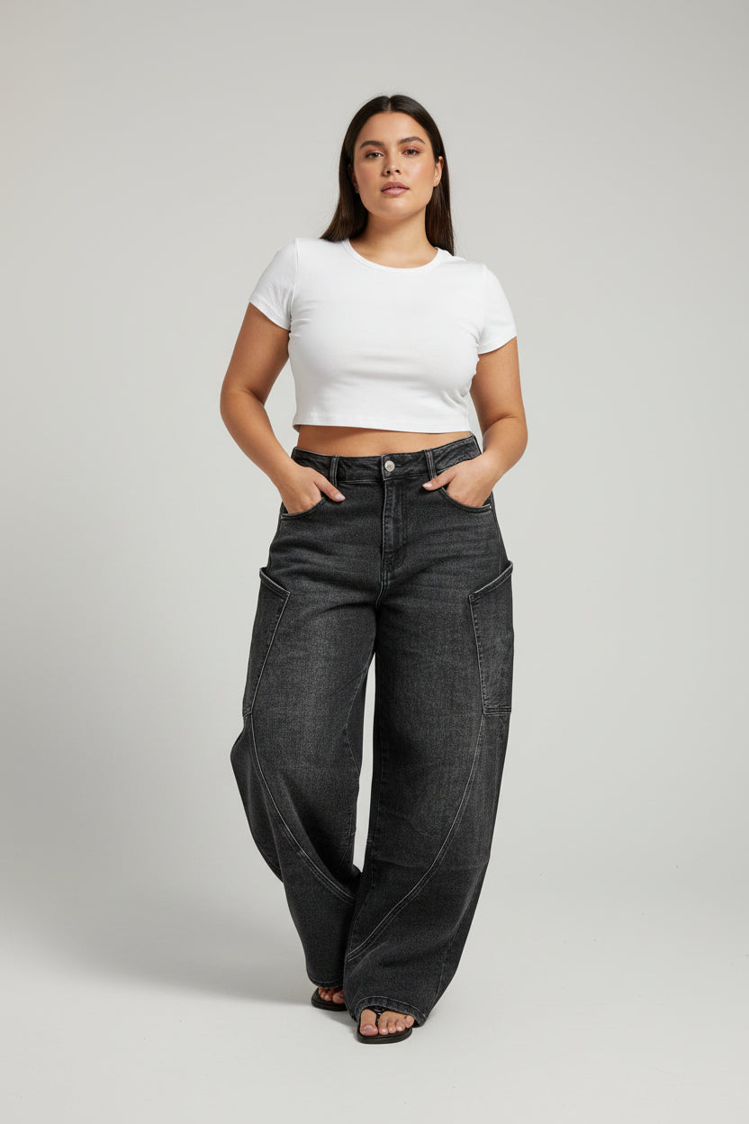 Jeans Curvy Barrel – Lavaggio Vintage con Taglio Balloon