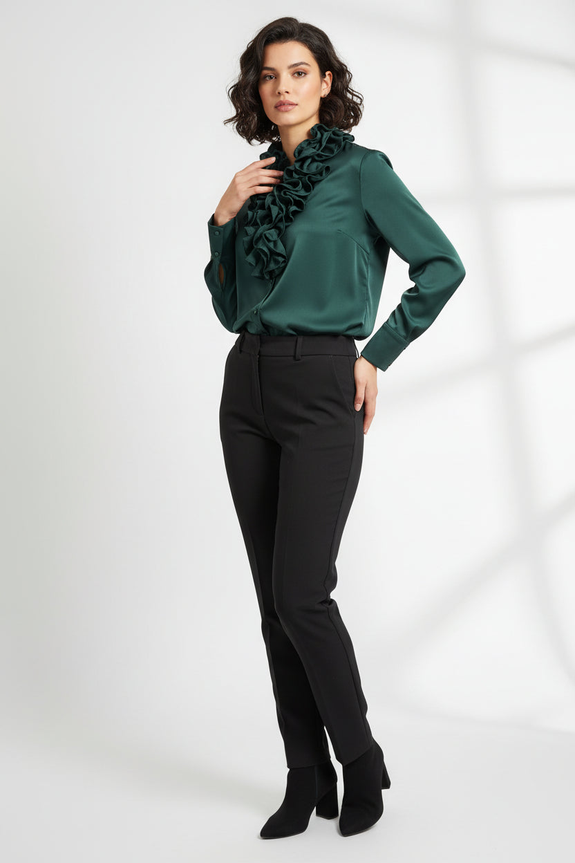 Camicia Curvy con Volant e Rouche Modello Elegante