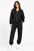 Tuta Sporty Chic Giacca con Zip e Pantalone Jogger in Viscosa Stretch