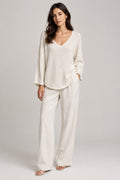 Blusa Scollo a V in Misto Viscosa Maglia Oversize Morbida e Luminosa
