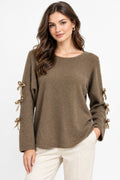 Maglioncino Curvy con Fiocchi sulle Maniche Pullover Morbido e Ro1mantico Taglie Comode