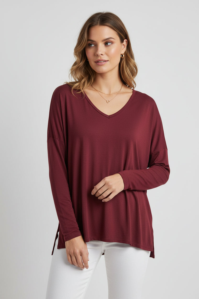 Blusa Settembrina Scollo a V in Viscosa