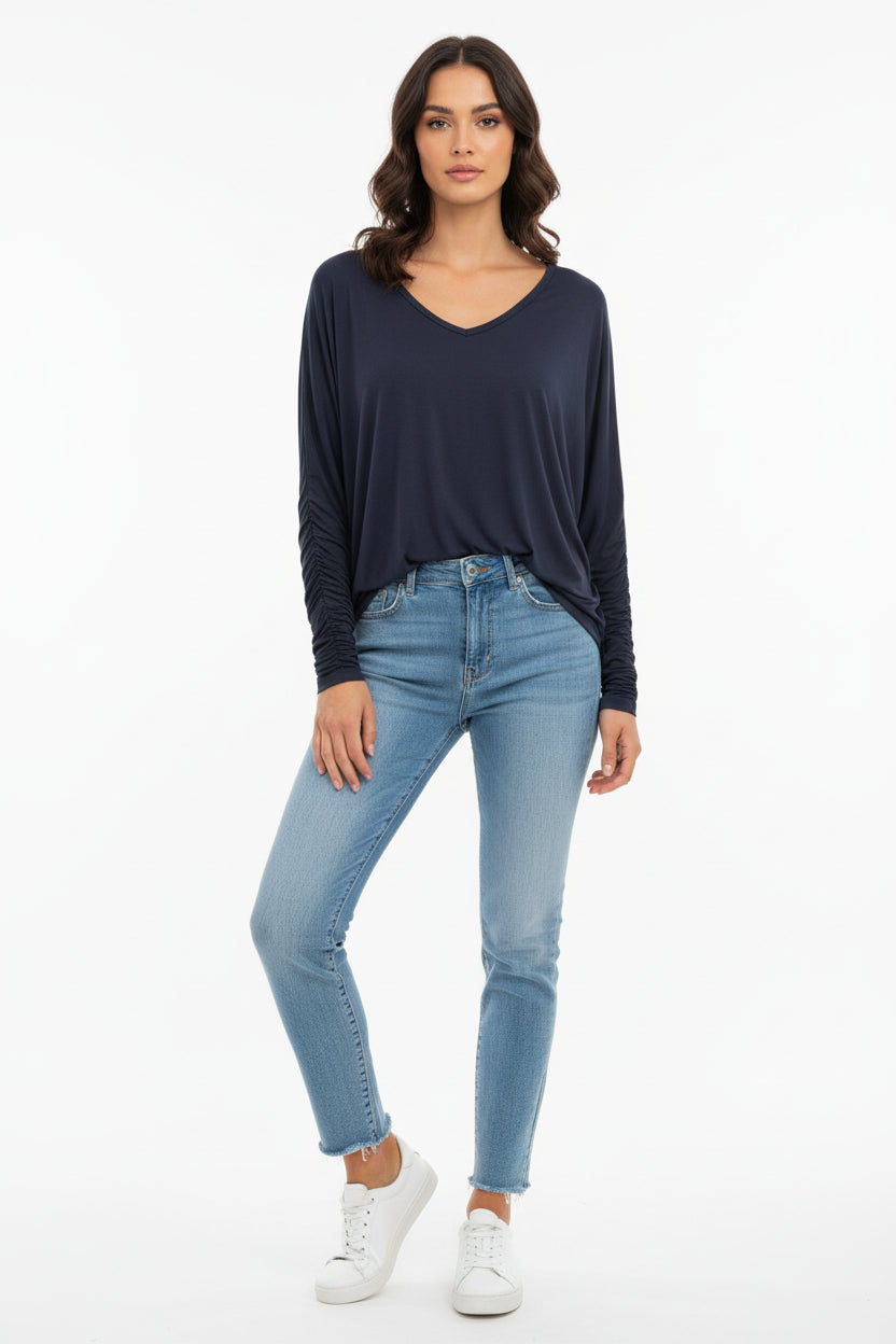 Blusa Settembrina Scollo a V in Viscosa