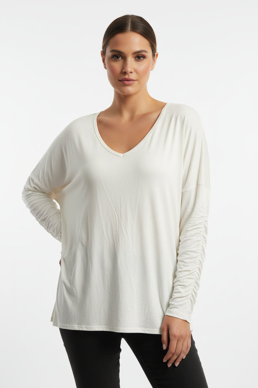 Blusa Settembrina Scollo a V in Viscosa