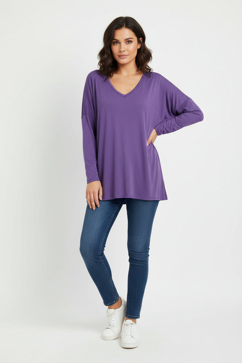 Blusa Settembrina Scollo a V in Viscosa