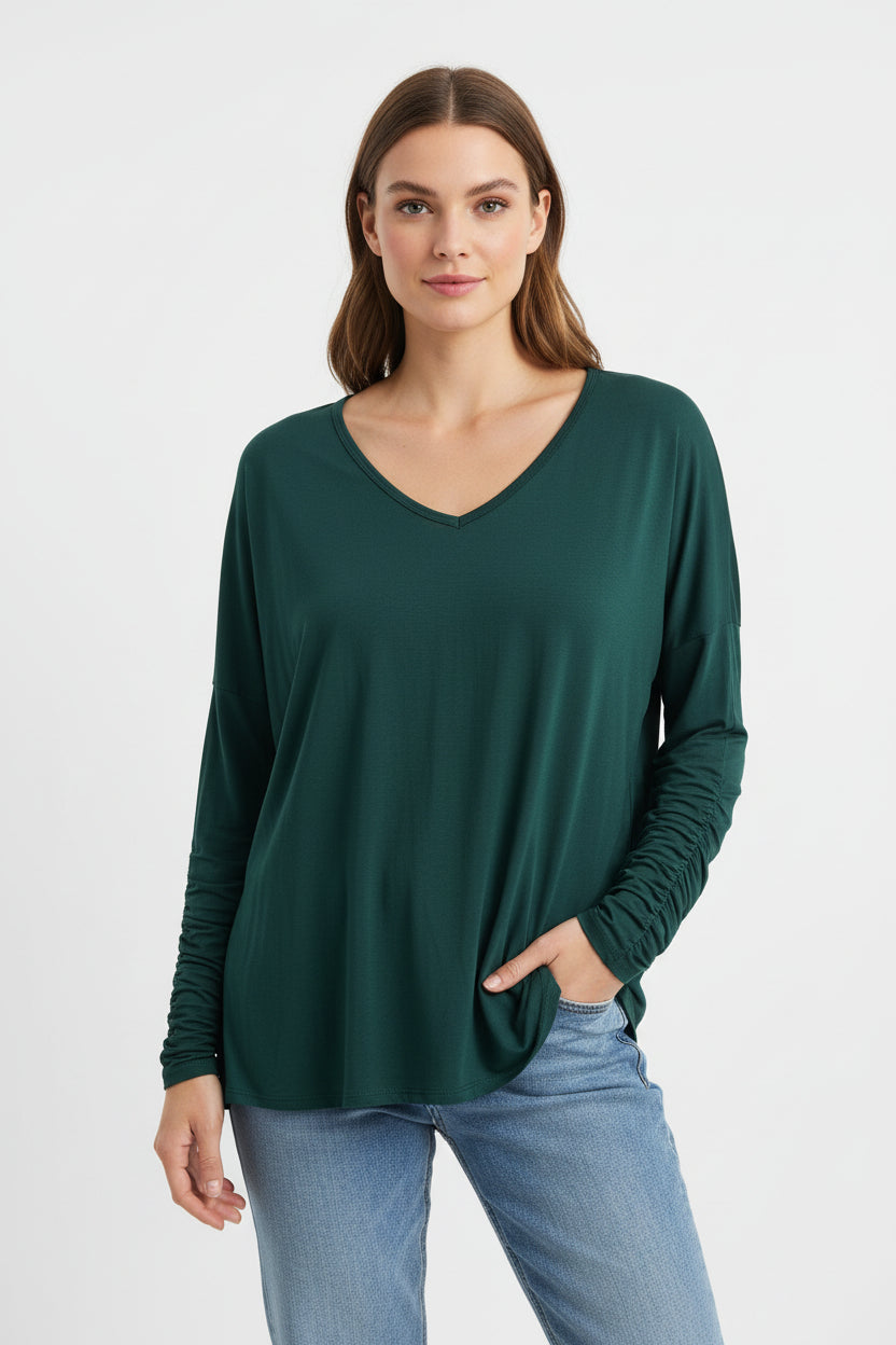 Blusa Settembrina Scollo a V in Viscosa