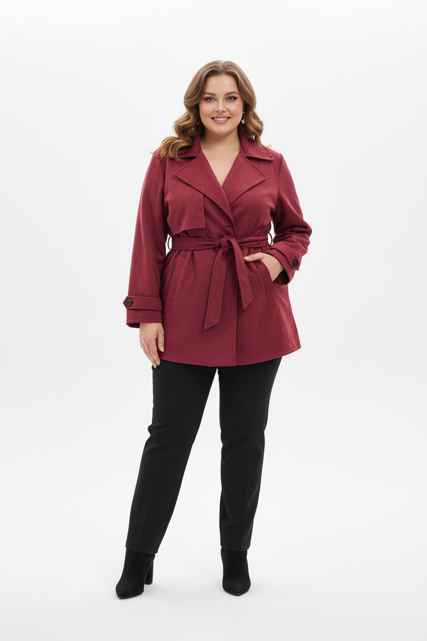 Trench Curvy in Similcamoscio con Cintura – Capospalla Soft Suede