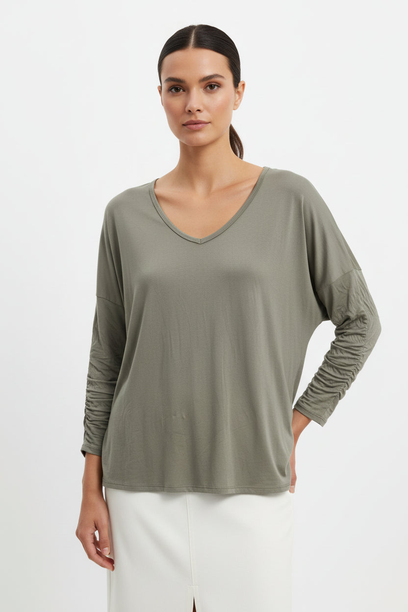 Blusa Settembrina Scollo a V in Viscosa