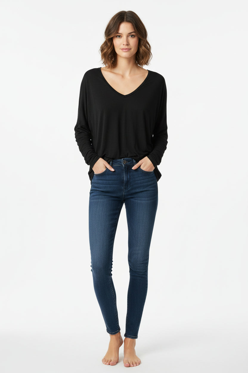 Blusa Settembrina Scollo a V in Viscosa