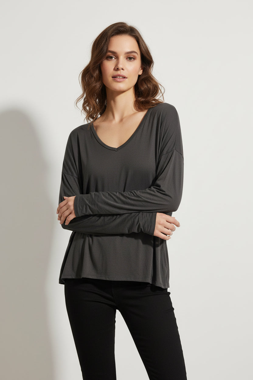 Blusa Settembrina Scollo a V in Viscosa