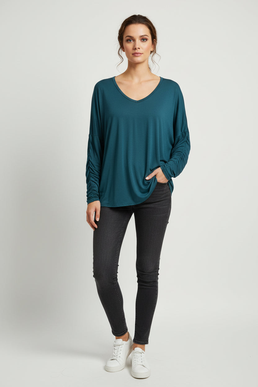 Blusa Settembrina Scollo a V in Viscosa