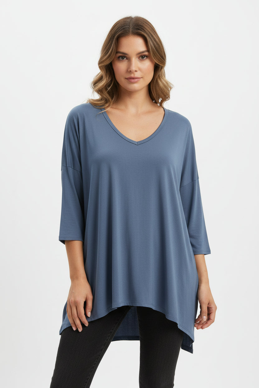Blusa Settembrina Scollo a V in Viscosa